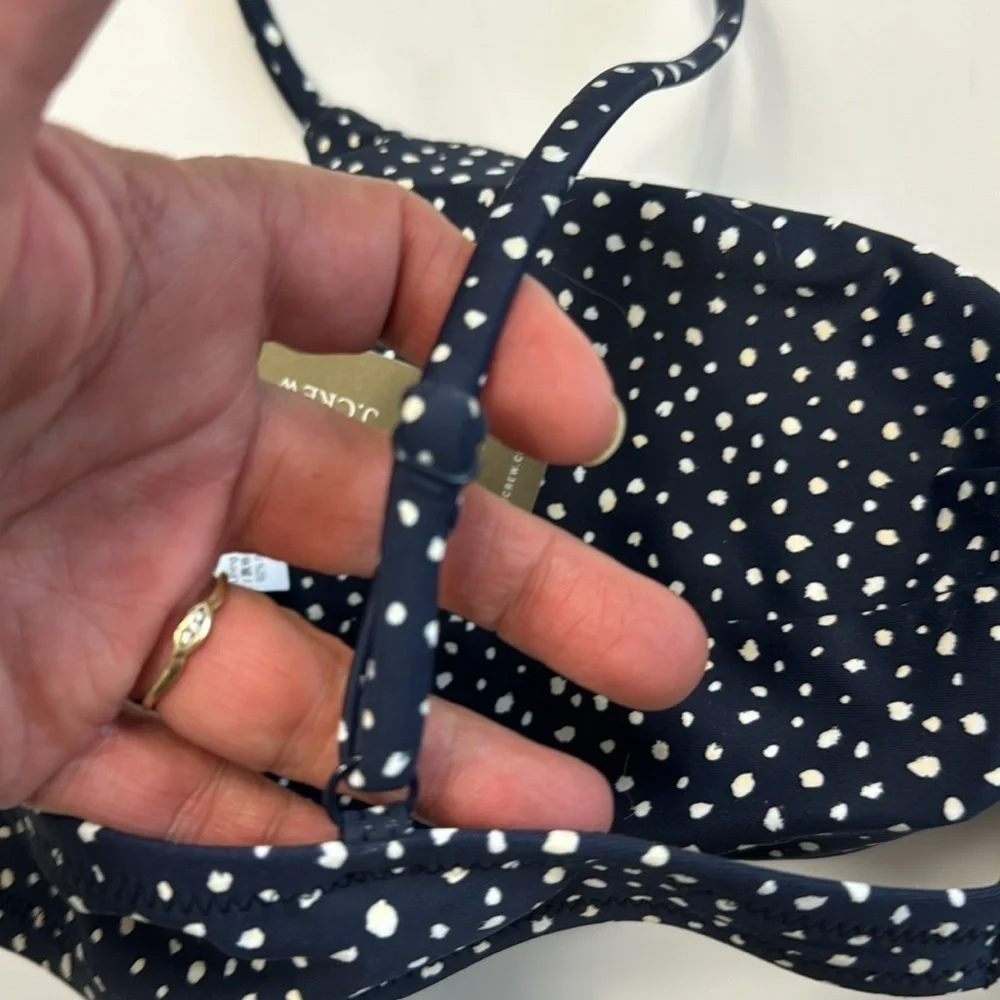 J. Crew Strappy Twist Bikini Top‎ Women's 3X Navy Dot New BH536
